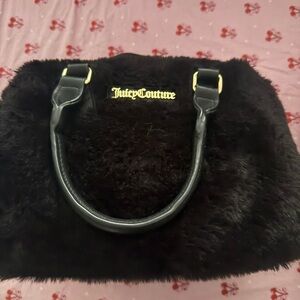 Juicy Couture Black Faux Fur Shoulder Bag